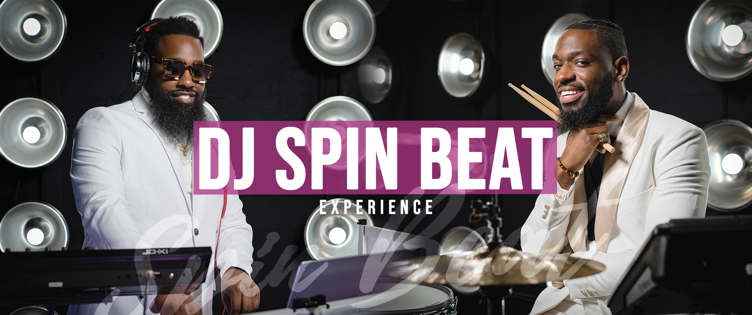 DJ Spin Beat duo in a studio.